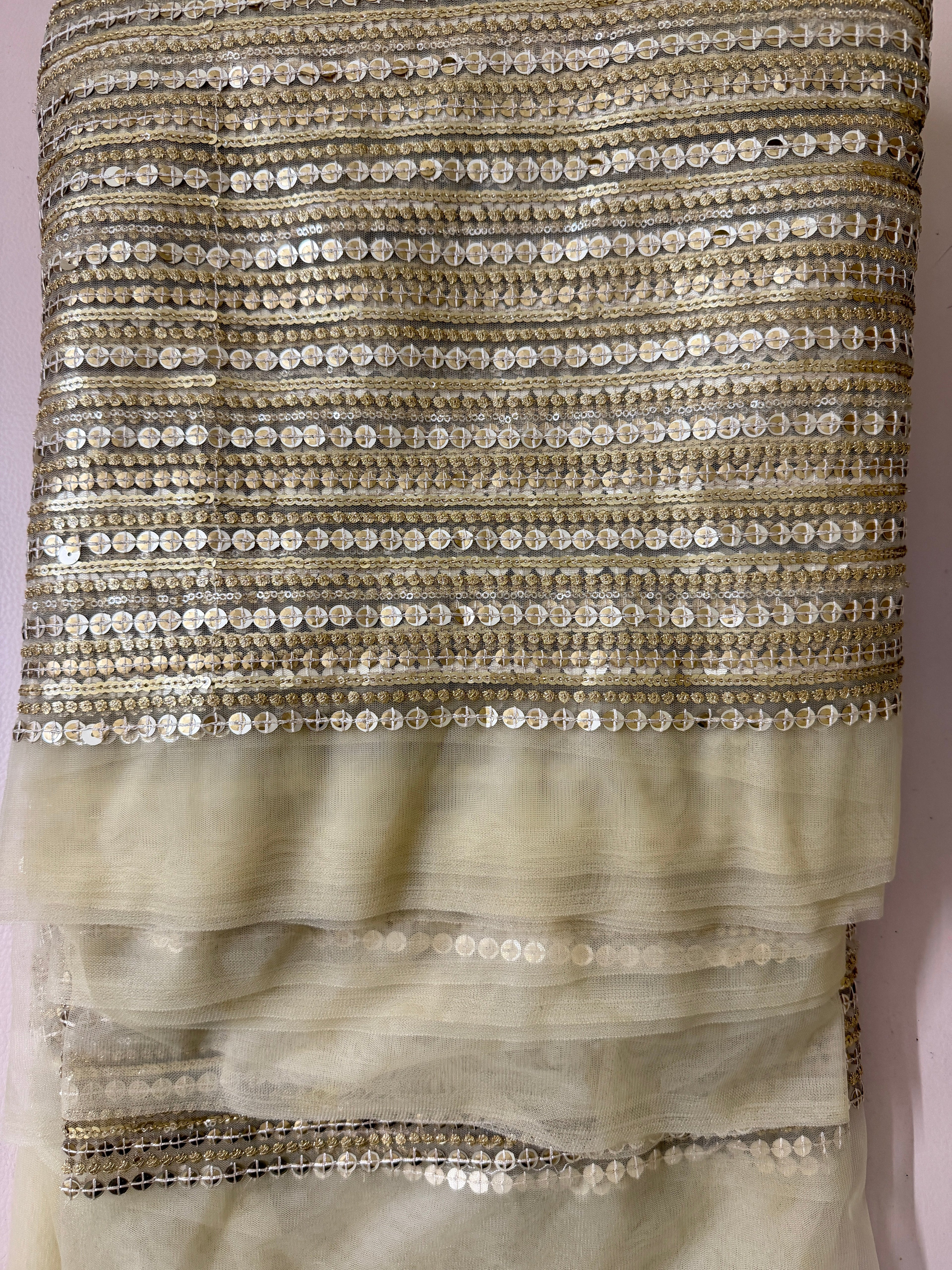 Gold Net Embroidered Fabric by Yard – 46" Wide | 38" Embroidery Width