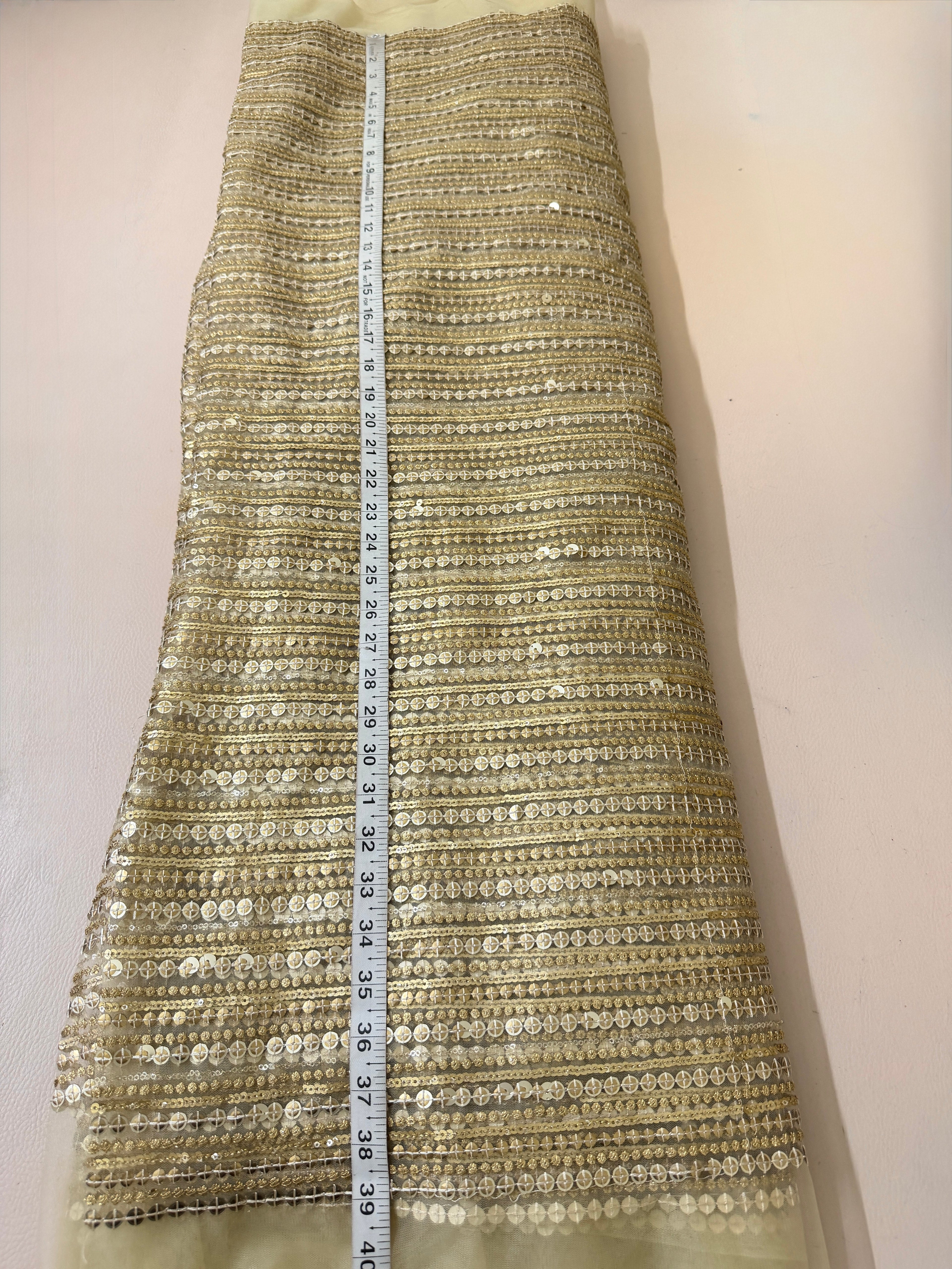 Gold Net Embroidered Fabric by Yard – 46" Wide | 38" Embroidery Width