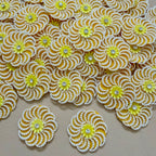Sunflower Yellow Pearl Swirl Flower Appliques 4.5cm Craft Embellishments - Pack of 10