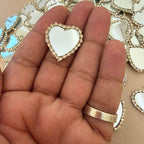 Heart Shaped Real Mirror Patches with Rhinestone Border - Pack of 25