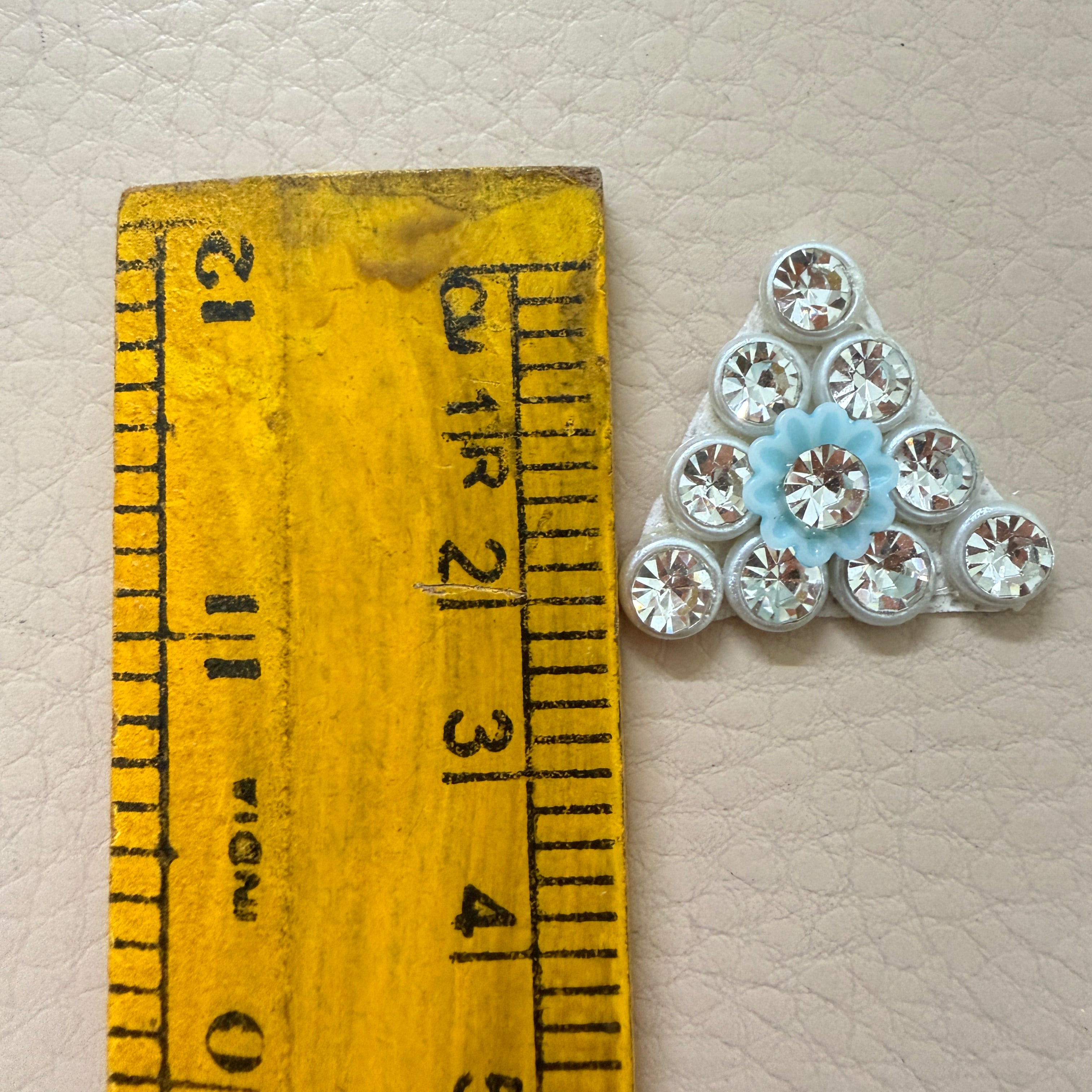 Light Blue Flower Triangle Rhinestone Patches – 20 Piece Bulk Appliqué Set