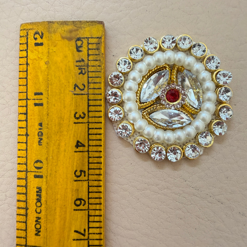Handcrafted Kundan & Pearl Patches - Gold Rhinestone Appliques (Pack of 10)