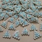 Light Blue Flower Triangle Rhinestone Patches – 20 Piece Bulk Appliqué Set