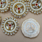Handcrafted Kundan & Pearl Patches - Gold Rhinestone Appliques (Pack of 10)