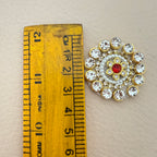 Red & Pearl Rhinestone Floral Patches – Gold Embellished Appliqué (Pack of 10)