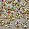 Handcrafted Kundan & Pearl Patches - Gold Rhinestone Appliques (Pack of 10)