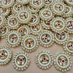 Handcrafted Kundan & Pearl Patches - Gold Rhinestone Appliques (Pack of 10)