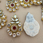 Gold Rhinestone Stone Studded Floral Patches – Pack of 10