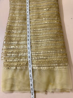Gold Net Embroidered Fabric by Yard – 46" Wide | 38" Embroidery Width