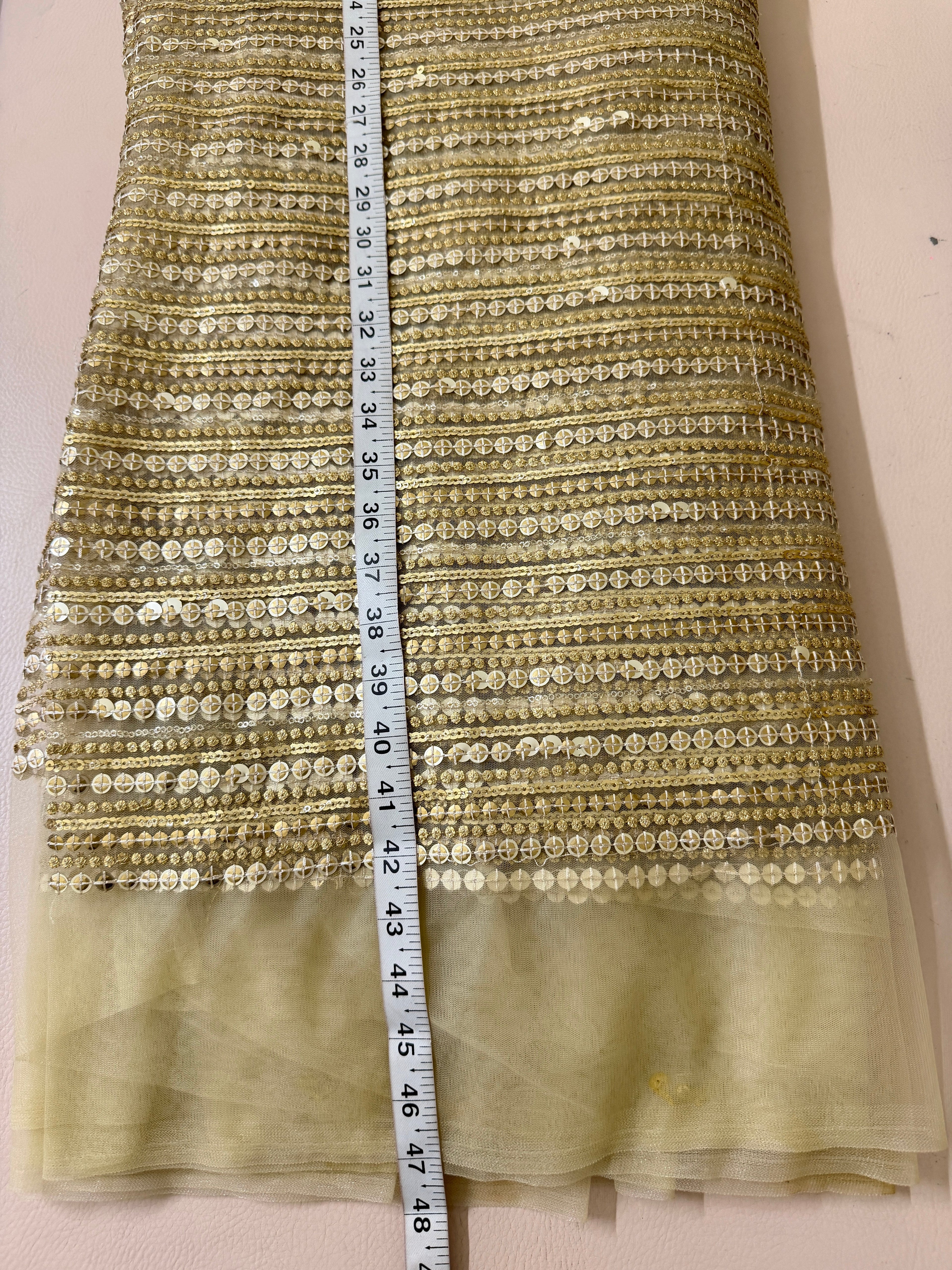 Gold Net Embroidered Fabric by Yard – 46" Wide | 38" Embroidery Width