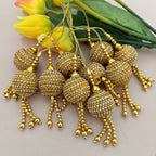 Gold Rhinestone Latkan Tassels Pair – Bridal Hanging Embellishment