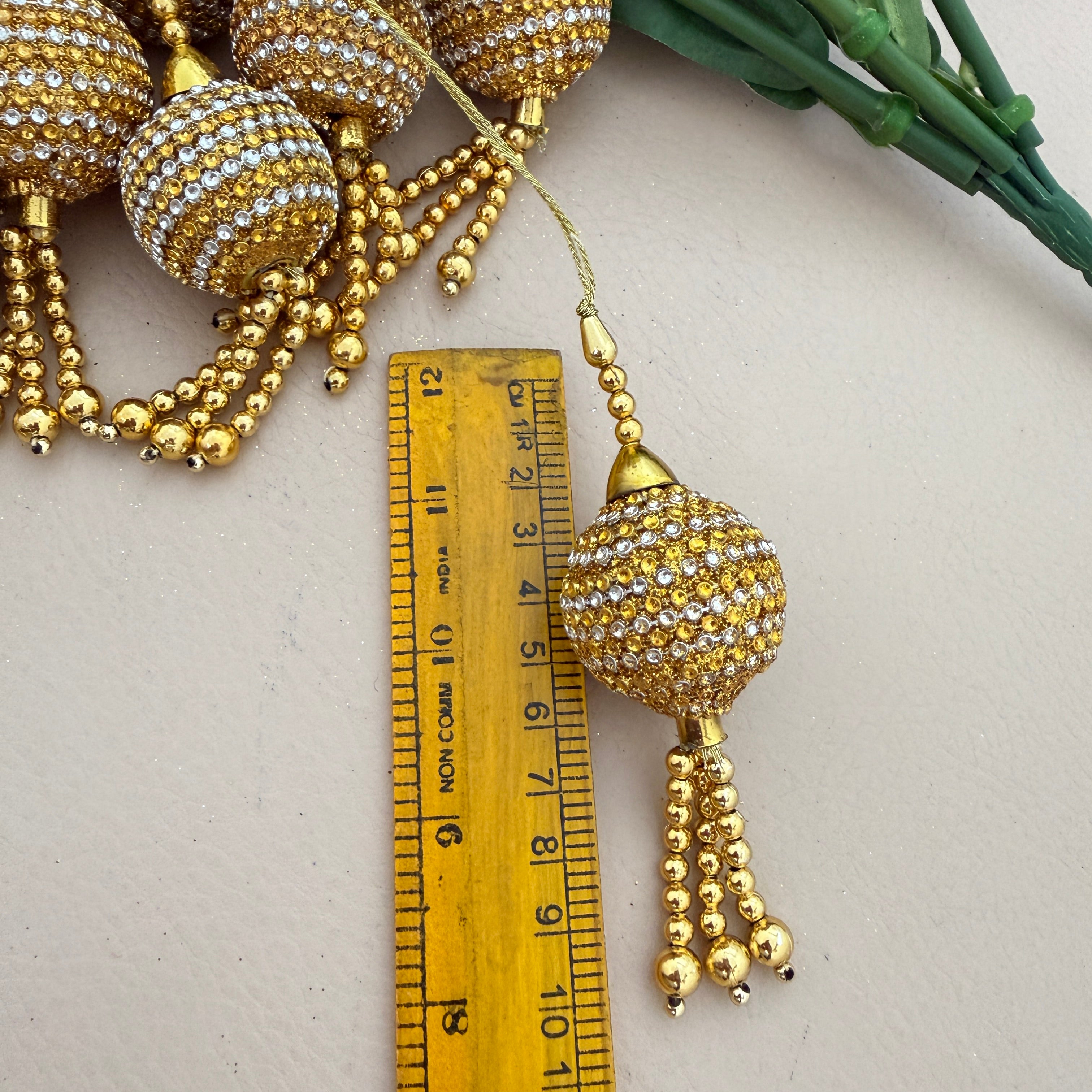 Gold Rhinestone Latkan Tassels Pair – Bridal Hanging Embellishment