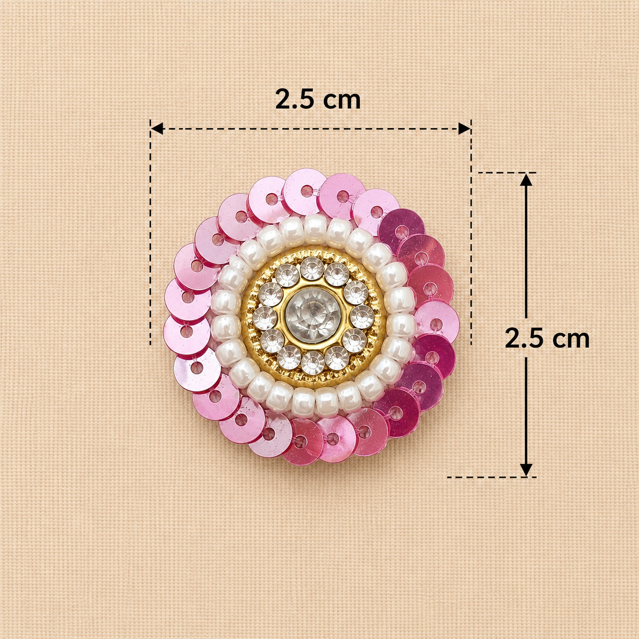 Pink Sequin Appliques Patches & Round Embellishments for DIY - Pack of 25