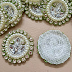 Pearl & Rhinestone Round Applique Patches - Pack of 10
