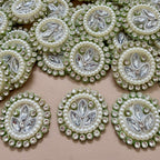 Pearl & Rhinestone Round Applique Patches - Pack of 10