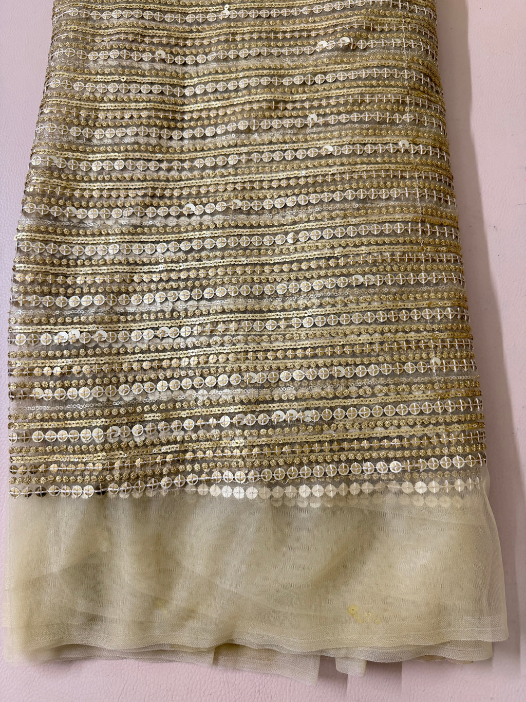 Gold Net Embroidered Fabric by Yard – 46" Wide | 38" Embroidery Width