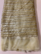 Gold Net Embroidered Fabric by Yard – 46" Wide | 38" Embroidery Width
