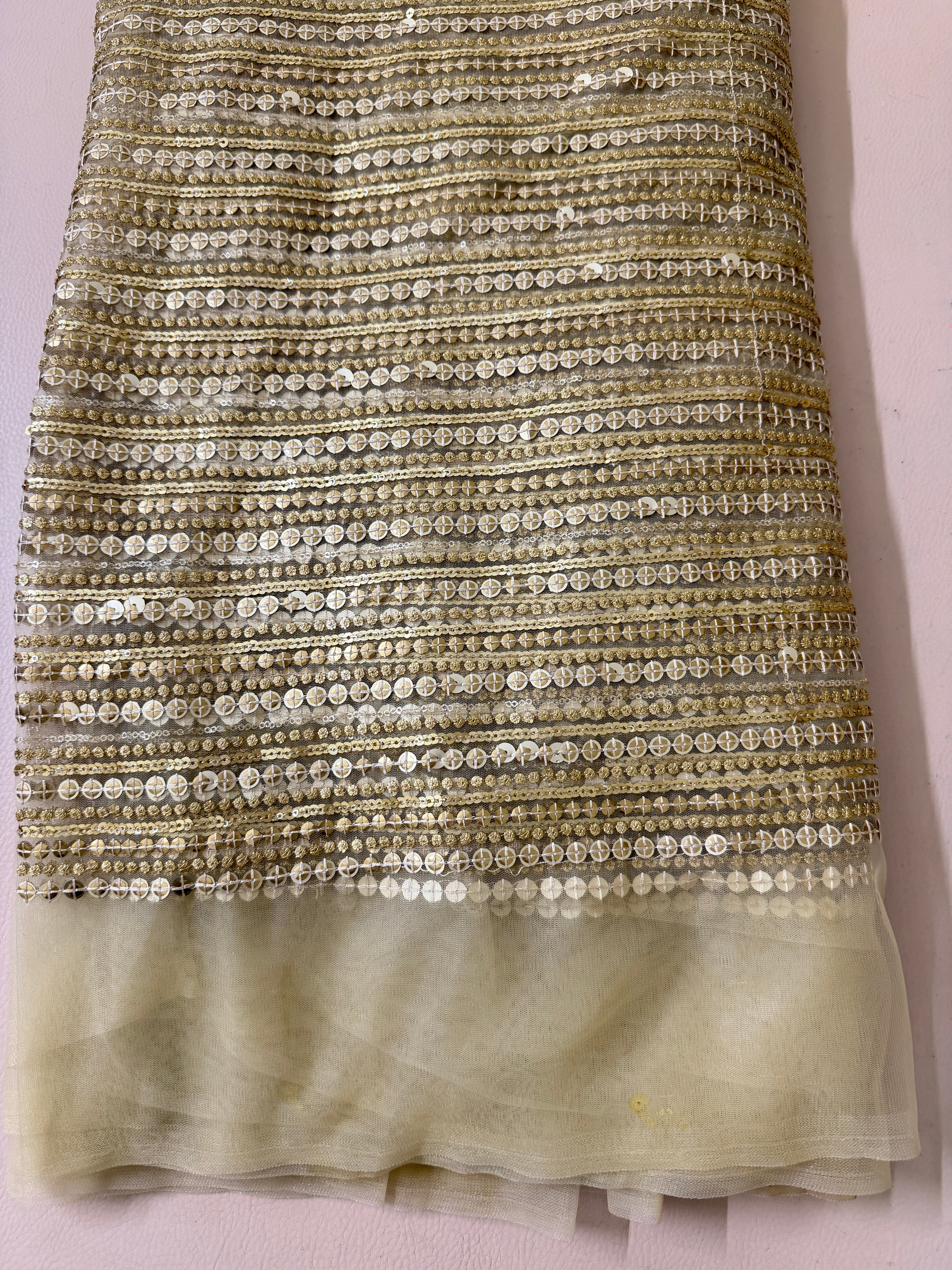 Gold Net Embroidered Fabric by Yard – 46" Wide | 38" Embroidery Width