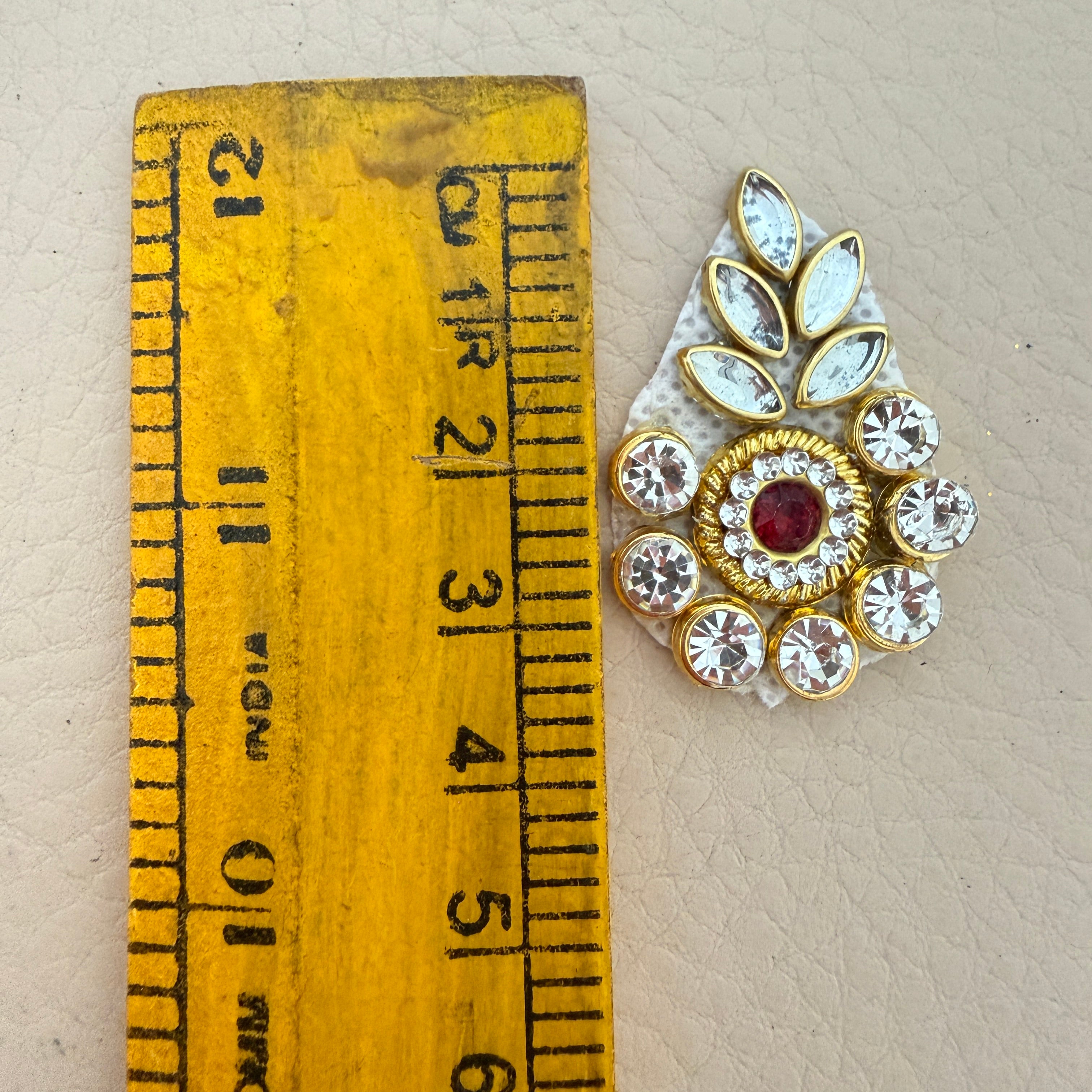 Gold Rhinestone Stone Studded Floral Patches – Pack of 10
