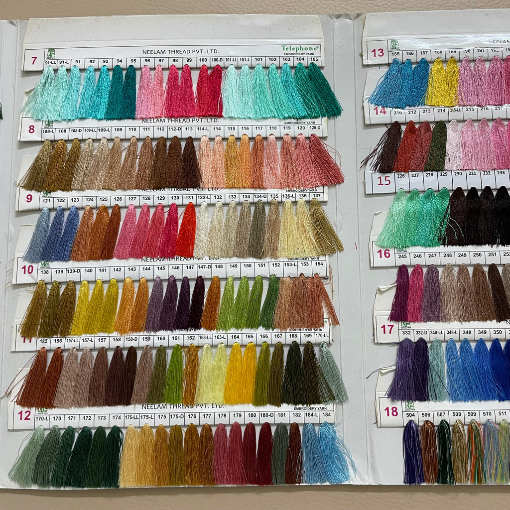 Telephone Embroidery Thread Shade Card - Filament Yarn Color Chart