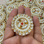 Handcrafted Kundan & Pearl Patches - Gold Rhinestone Appliques (Pack of 10)