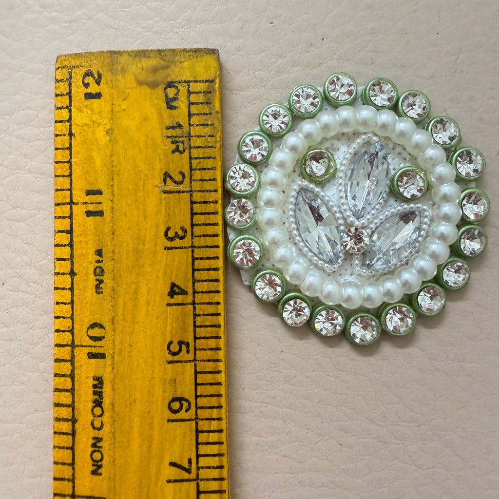 Pearl & Rhinestone Round Applique Patches - Pack of 10