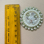 Pearl & Rhinestone Round Applique Patches - Pack of 10
