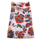 White Multicolor Paisley Floral Printed & Sequin Embroidered Fabric – 46" Width