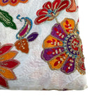 White Multicolor Paisley Floral Printed & Sequin Embroidered Fabric – 46" Width