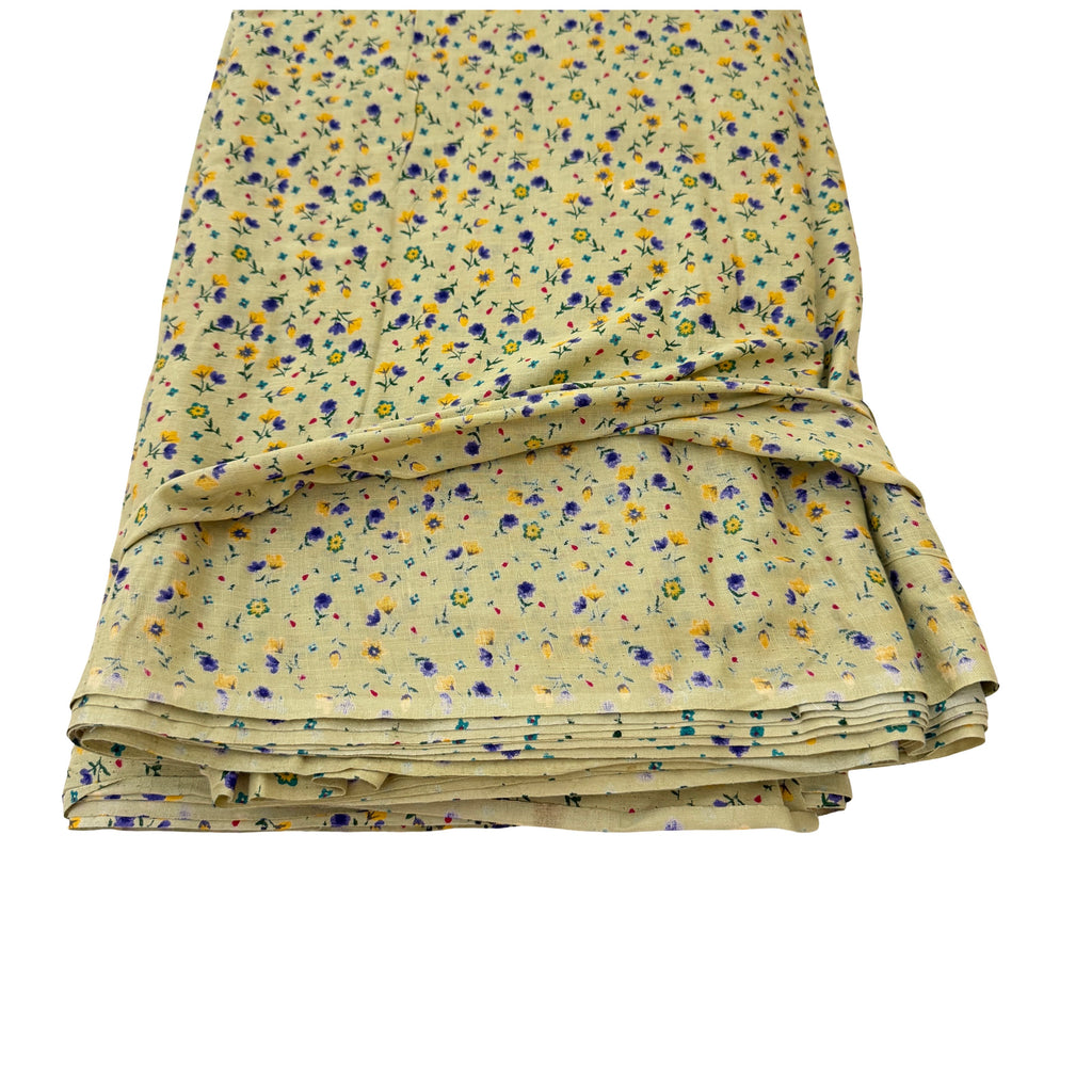 Folded fabric with floral pattern on a white background