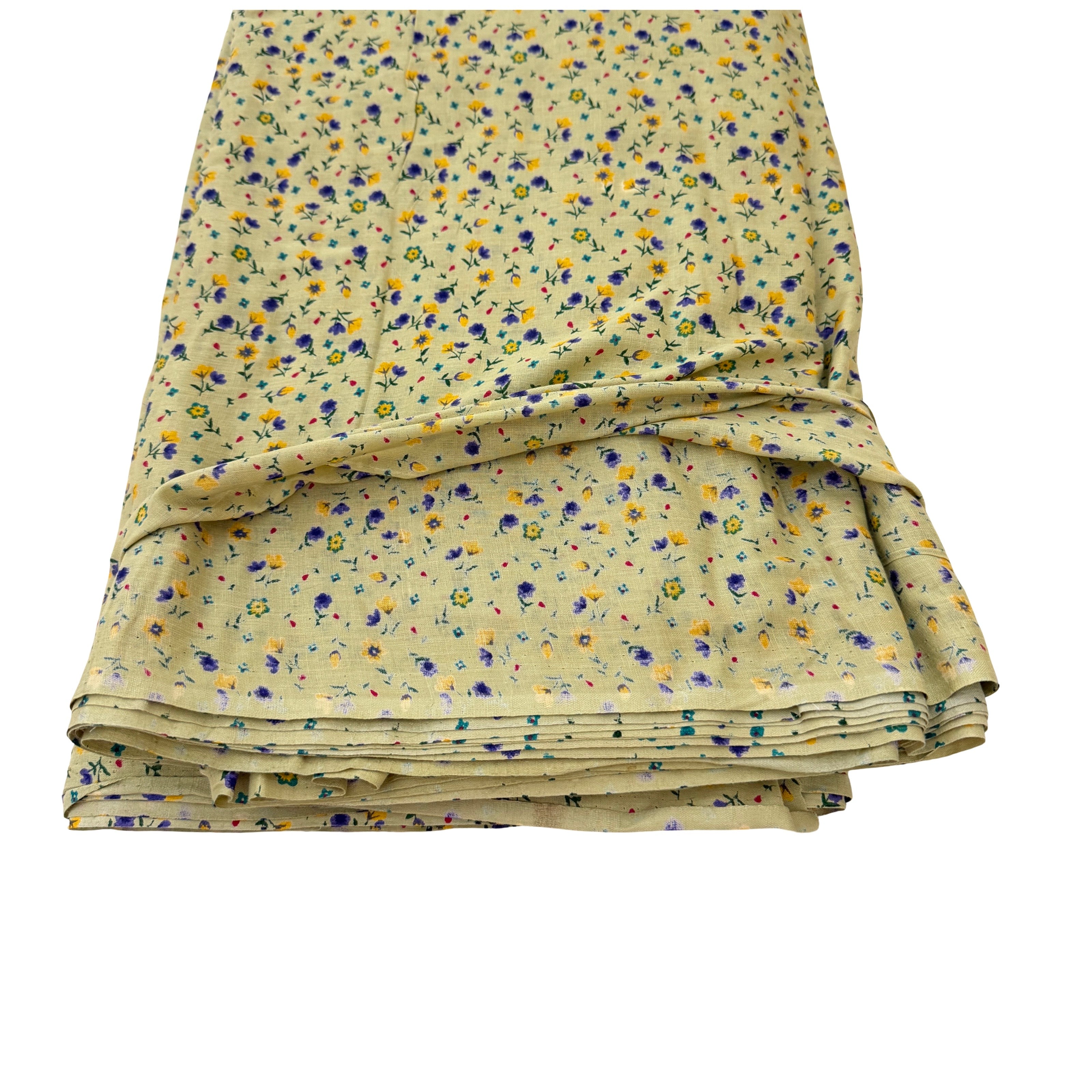 Folded fabric with floral pattern on a white background