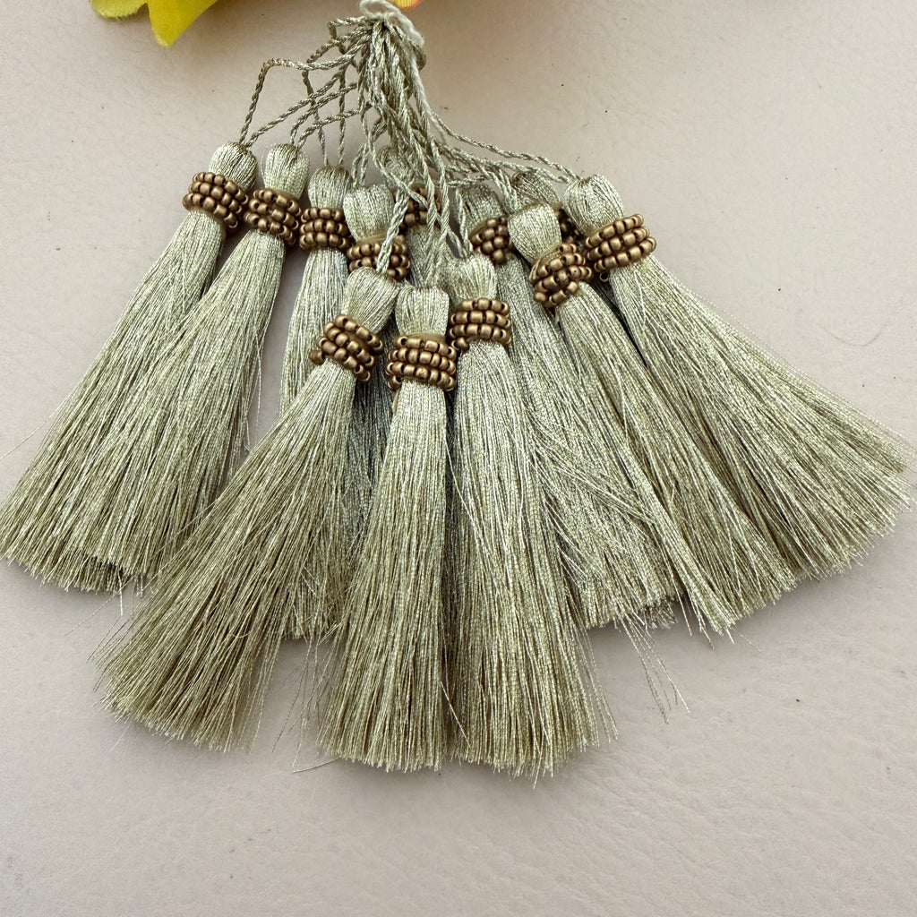 Antique Gold Rondelle Bead Ring Tassel Latkan | Pack of 10