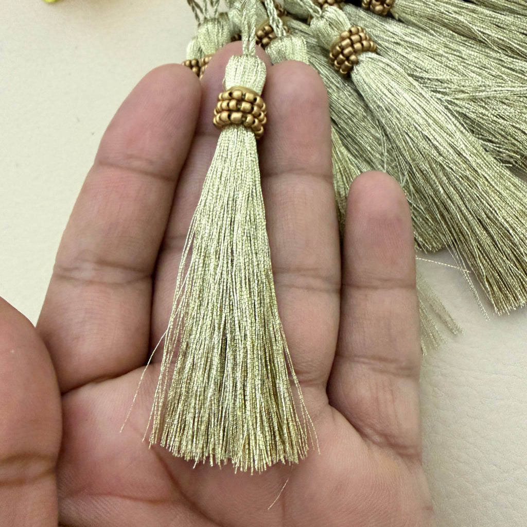 Antique Gold Rondelle Bead Ring Tassel Latkan | Pack of 10