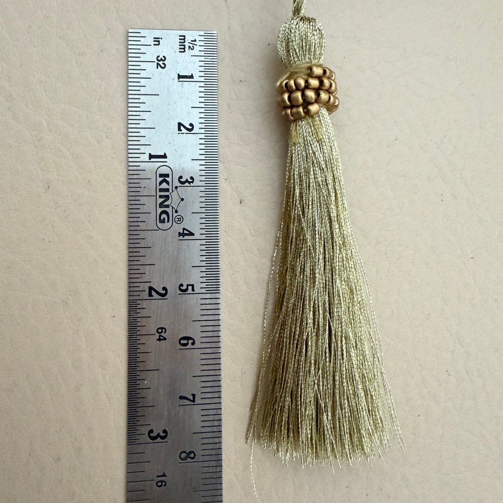 Antique Gold Rondelle Bead Ring Tassel Latkan | Pack of 10