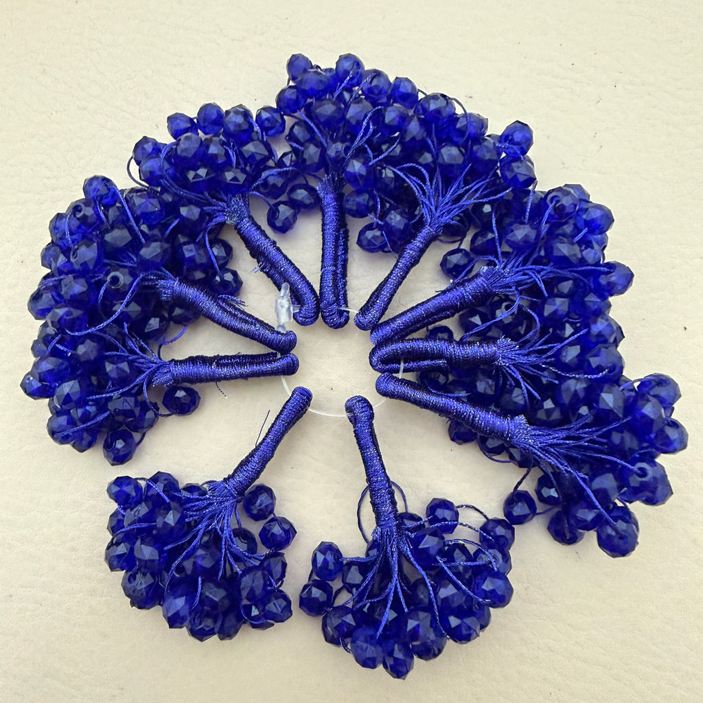 Set of blue decorative branches on a white background