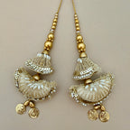 Gold Embroidered Tassels with Gold Bead String & Coin Drops – Pack of 2