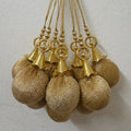 Gold Zari Pom Pom Latkan with Gold Ribbed Cone Cap & Ring – Set of 10