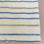 Lurex Cotton Fabric by Yard with Blue & Gold Metallic Stripes