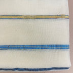 Lurex Cotton Fabric by Yard with Blue & Gold Metallic Stripes