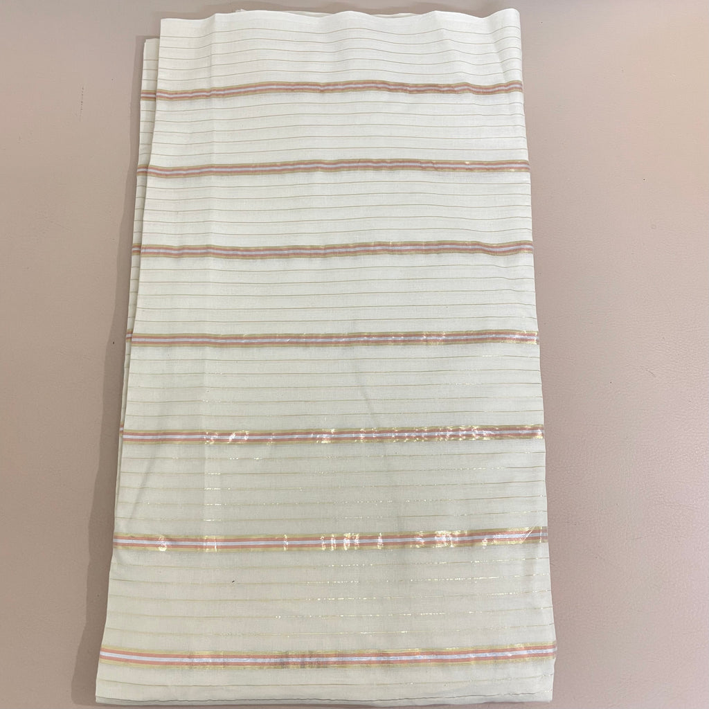 Fabric by Yard with Peach and Gold Lurex Stripes – Indian Craft Cotton