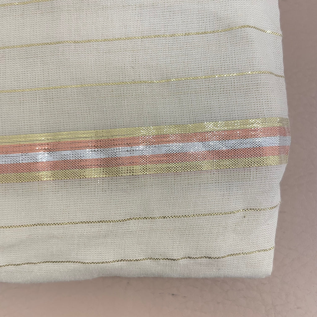 Fabric by Yard with Peach and Gold Lurex Stripes – Indian Craft Cotton