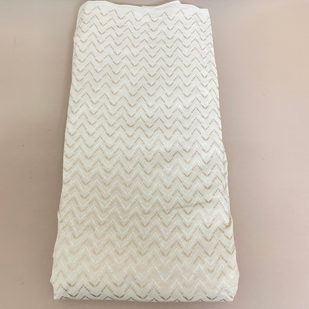 Fabric by Yard Premium Cotton with Beige Chevron Thread Embroidery