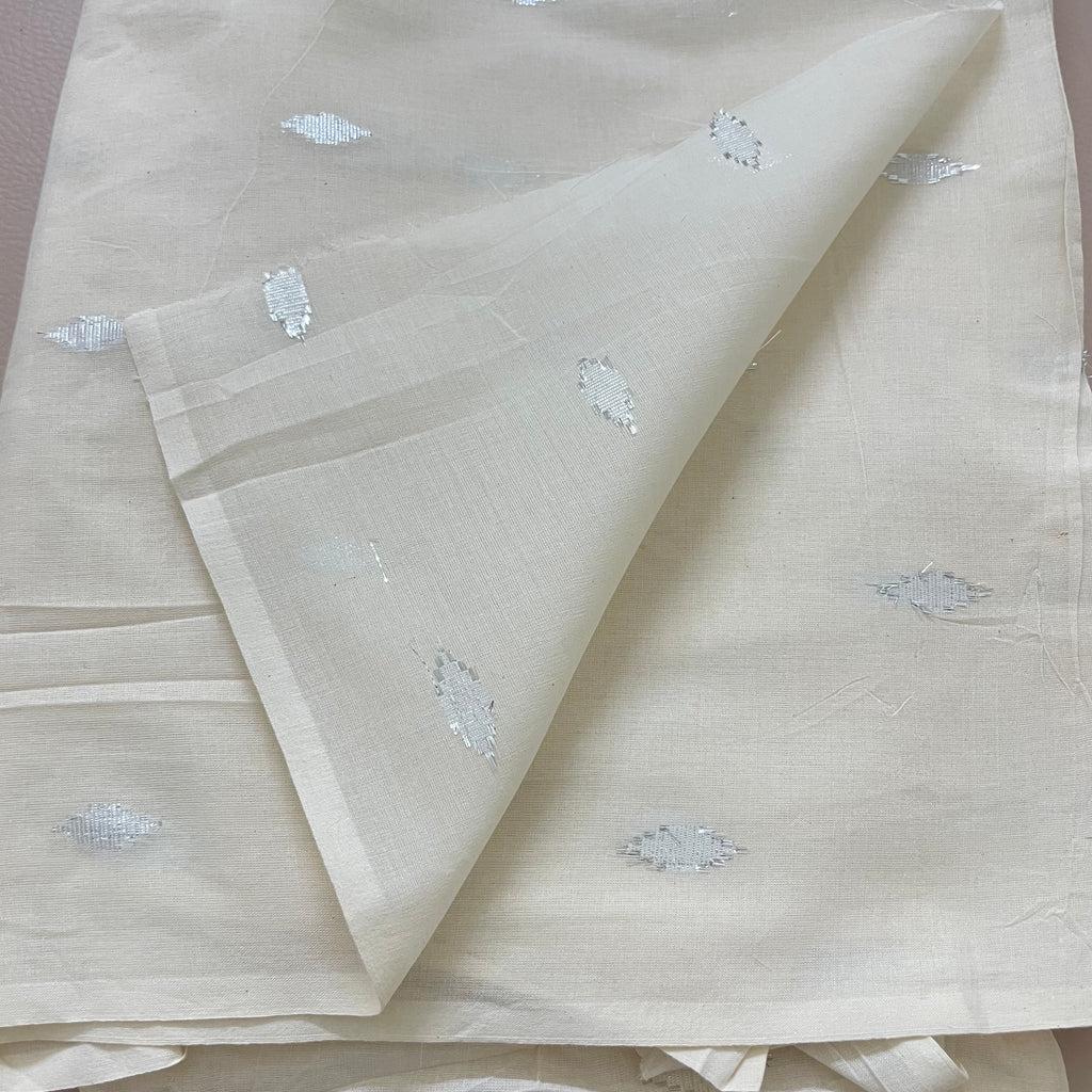 Silver Diamond Butis Cotton Blend Fabric by Yard
