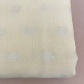 Off-White Cotton Blend Fabric with Silver Polka Dot Butis – By the Yard