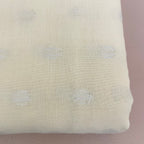 Off-White Cotton Blend Fabric with Silver Polka Dot Butis – By the Yard