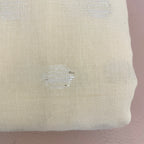 Off-White Cotton Blend Fabric with Silver Polka Dot Butis – By the Yard