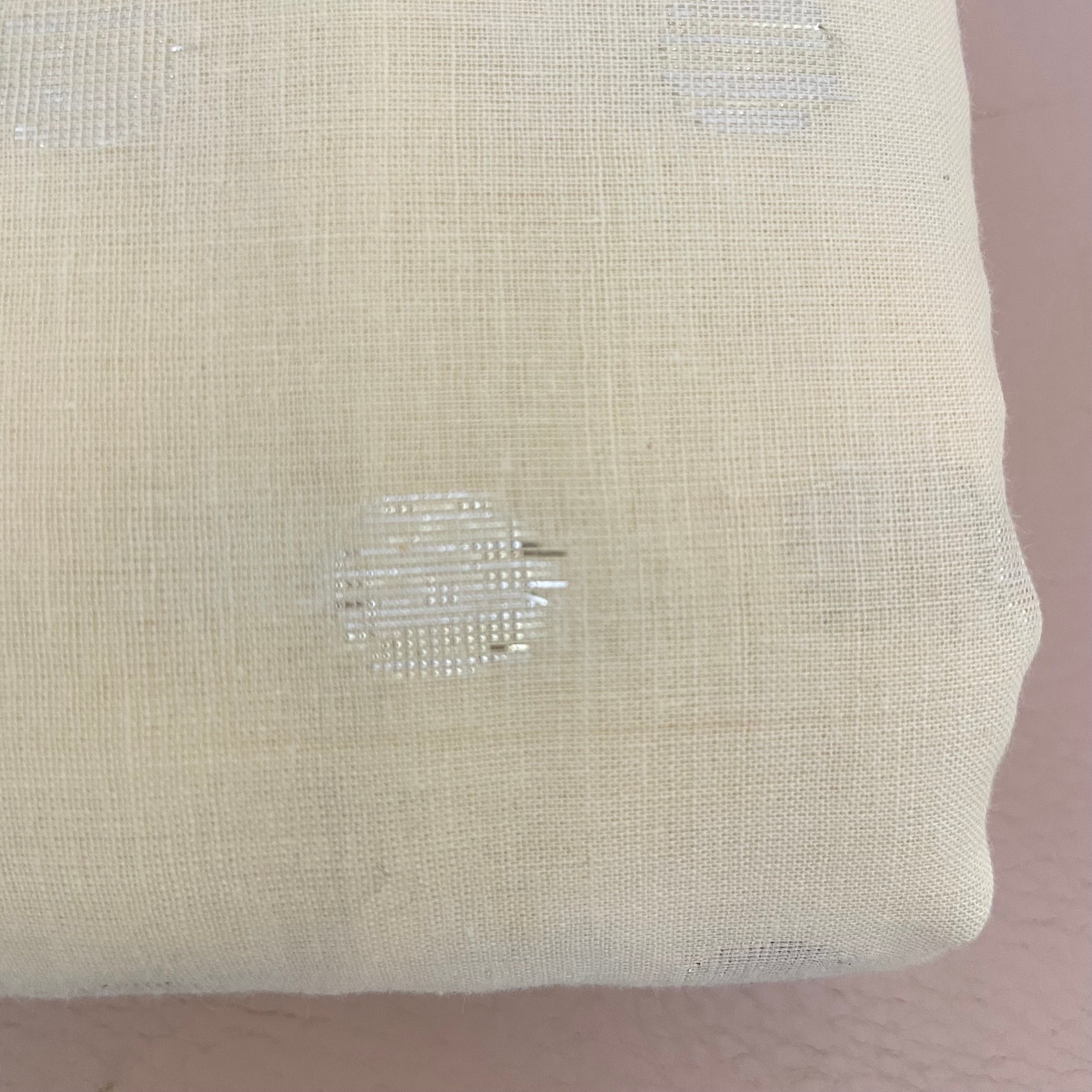 Off-White Cotton Blend Fabric with Silver Polka Dot Butis – By the Yard