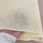 Off-White Cotton Blend Fabric with Silver Polka Dot Butis – By the Yard