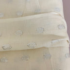 Off-White Cotton Blend Fabric with Silver Polka Dot Butis – By the Yard