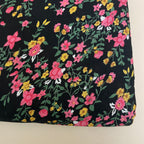 Dainty Wildflower Cotton Fabric by Yard – 42" Wide – Pink & Yellow Floral on Jet Black